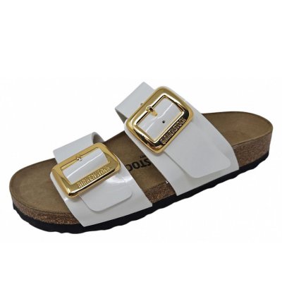 Birkenstock Sidney Cushion Buckle Pantolette in white Birkenstock Sidney Cushion Buckle Pantolette in white