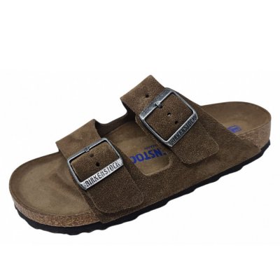 Birkenstock Arizona Softfootbed Narro Pantolette in dark tea tanal