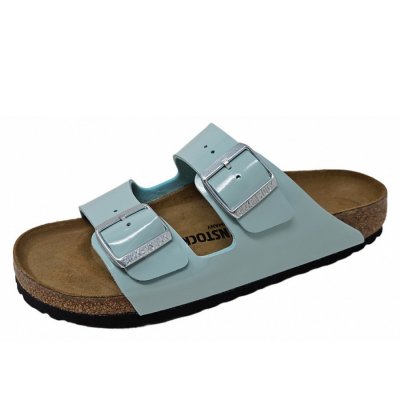 Birkenstock Arizona Pantolette in surf green patent Birkenstock Arizona Pantolette in surf green patent