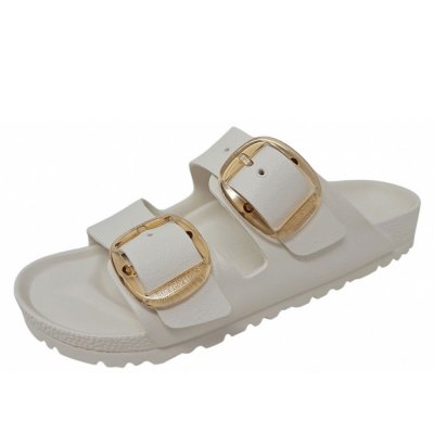 Birkenstock Arizona Big Buckle EVA Pantolette in eggshell Birkenstock Arizona Big Buckle EVA Pantolette in eggshell
