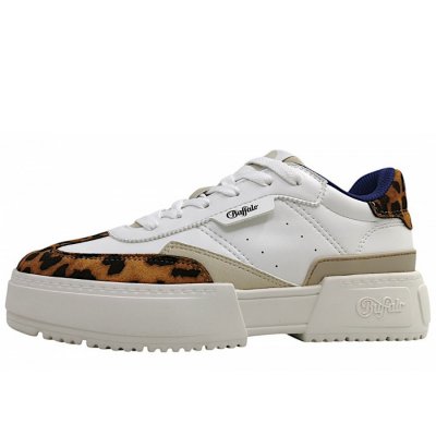 Buffalo RSE CMP sportlicher Schnürer in white/blue/cream leo Buffalo RSE CMP sportlicher Schnürer in white/blue/cream leo