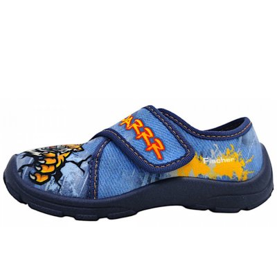 Fischer Markenschuhe Hausschuh in blau/bunt 559 Fischer Markenschuhe Hausschuh in blau/bunt 559