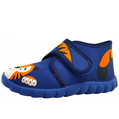 Fischer Markenschuhe Flexi Hausschuh in blau/orange 516 Fischer Markenschuhe Flexi Hausschuh in blau/orange 516