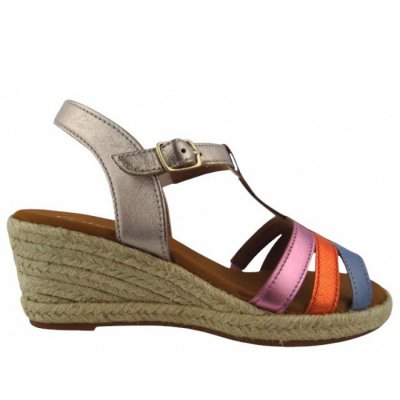 Gabor Comfort Metallic multi Keilsandalette in multi/pud(Jute/go)