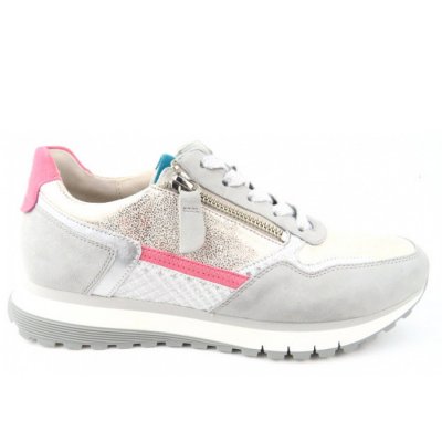 Gabor Comfort grey bianco ZIP Sneaker low in bianco/grey/pink k.