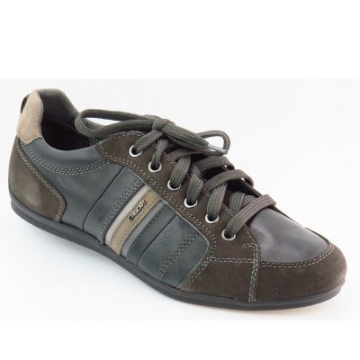 Geox Leder/Vel.schw./grau Schnürer in black/mud