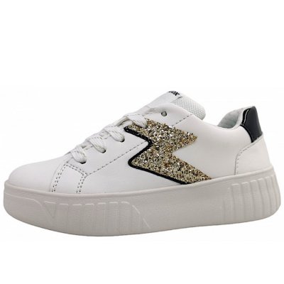 Geox J Mikiroshi Girl Schnürer in C0404 White/ Black Geox J Mikiroshi Girl Schnürer in C0404 White/ Black