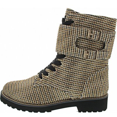 La Strada Schnürstiefel in beige textile + stones