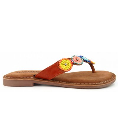 Lazamani Leder tan multi Pantolette in braun Lazamani Leder tan multi Pantolette in braun