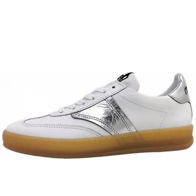Mjus sportlicher Schnürer in bianco/argento