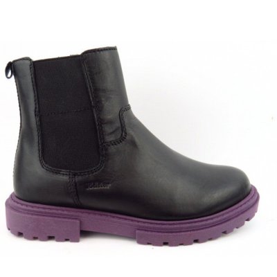 Richter Glattleder Stiefelette in schwarz Sohle lila Richter Glattleder Stiefelette in schwarz Sohle lila