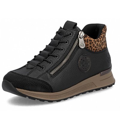 Rieker sportlicher Schnürer in schwarz leo nuss antik Rieker sportlicher Schnürer in schwarz leo nuss antik