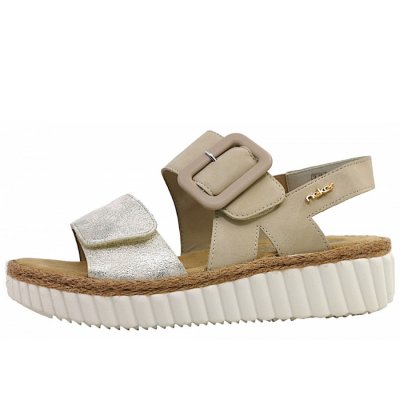 Rieker Aleria/ Morelia Sandalette in 60 Beige- Gold/ Perle Rieker Aleria/ Morelia Sandalette in 60 Beige- Gold/ Perle