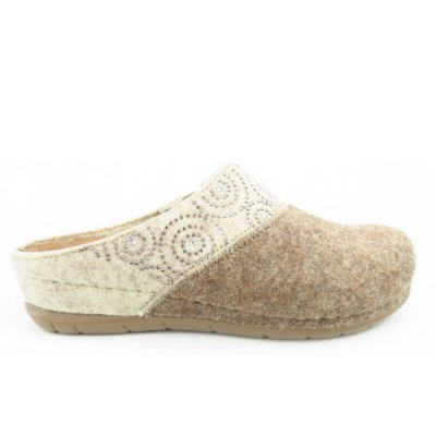 Rohde Softfilz beige Hausschuh in LEINEN