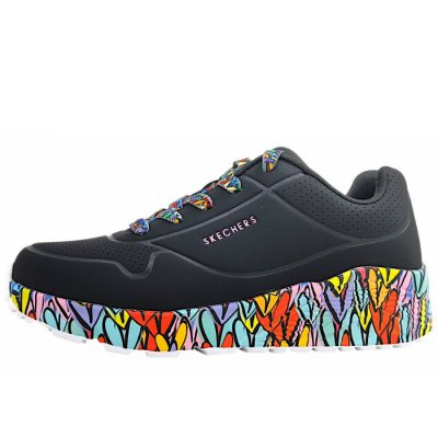 Skechers Uno Lite - Subtle Love sportlicher Schnürer in Black/Multi BKMT Skechers Uno Lite - Subtle Love sportlicher Schnürer in Black/Multi BKMT