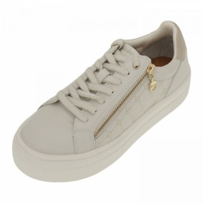Tamaris Woms Lace-up Sneaker in 4 BEIGE COMB Tamaris Woms Lace-up Sneaker in 4 BEIGE COMB