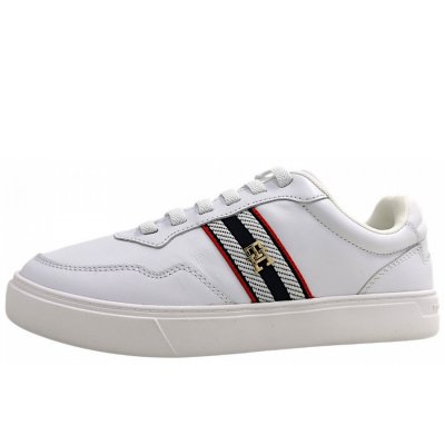 Tommy Hilfiger TH Webbing Cupsole sportlicher Schnürer in white YBS Tommy Hilfiger TH Webbing Cupsole sportlicher Schnürer in white YBS