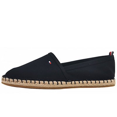Tommy Hilfiger BASIC TOMMY FLAT ESPADRIL Slipper in BDS Black Tommy Hilfiger BASIC TOMMY FLAT ESPADRIL Slipper in BDS Black