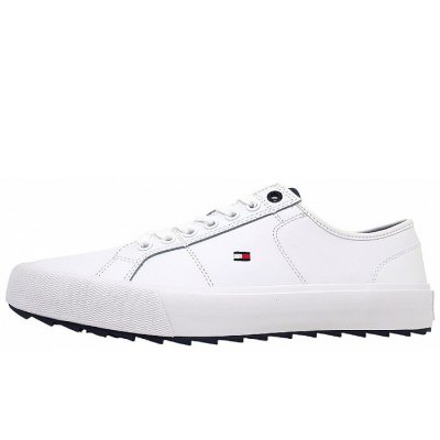 Tommy Hilfiger Core Vulc Cleated LTH Schnürer in YBS White Tommy Hilfiger Core Vulc Cleated LTH Schnürer in YBS White