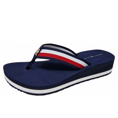 Tommy Hilfiger TH Copr. Mid Wedge Zehensteg in weltraumblau Tommy Hilfiger TH Copr. Mid Wedge Zehensteg in weltraumblau