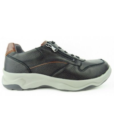 Waldläufer H-Max sportlicher Schnürer in SCHWARZ COGNAC Waldläufer H-Max sportlicher Schnürer in SCHWARZ COGNAC