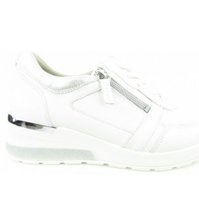Waldläufer H-Clara ZIP weiss sportlicher Schnürer in WEISS WEISS SILBER Waldläufer H-Clara ZIP weiss sportlicher Schnürer in WEISS WEISS SILBER
