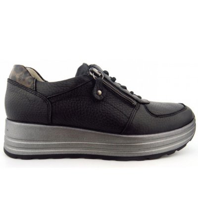 Waldläufer H-Lana Hirsch sportlicher Schnürer in SCHWARZ KHAKI Waldläufer H-Lana Hirsch sportlicher Schnürer in SCHWARZ KHAKI